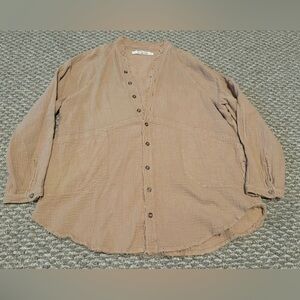 We the Free Summer Daydream cotton distressed button up top shirt